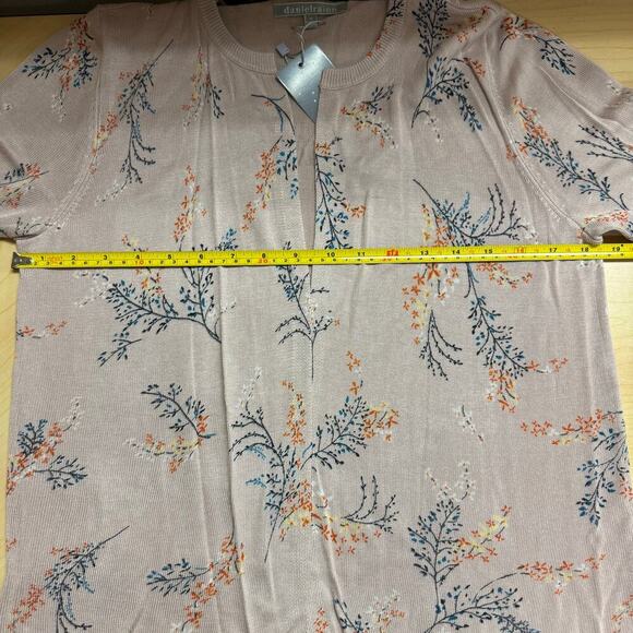 NWT Daniel Rainn Floral Knit Open Front Long Sleeve Cardigan Pink Women Size M - Picture 10 of 12